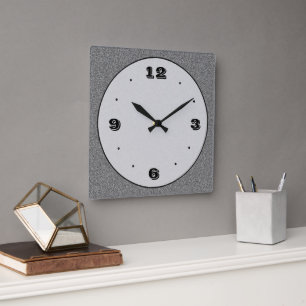 Grauer Steineffekt+ Schwarze trendige Nos Plain Uh Quadratische Wanduhr