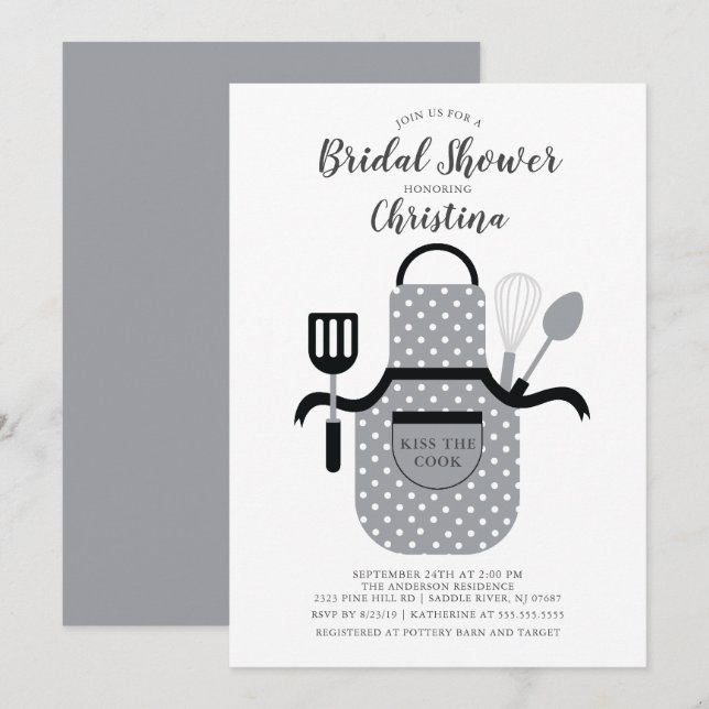 Grauer Stock die Küchenbridal Dusche Einladung (Vorne/Hinten)
