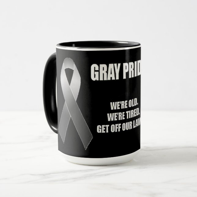 grauer Stolz Tasse (Vorderseite Links)