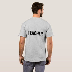 Grauer T - Shirt von TEACHER Text mit Back Print f