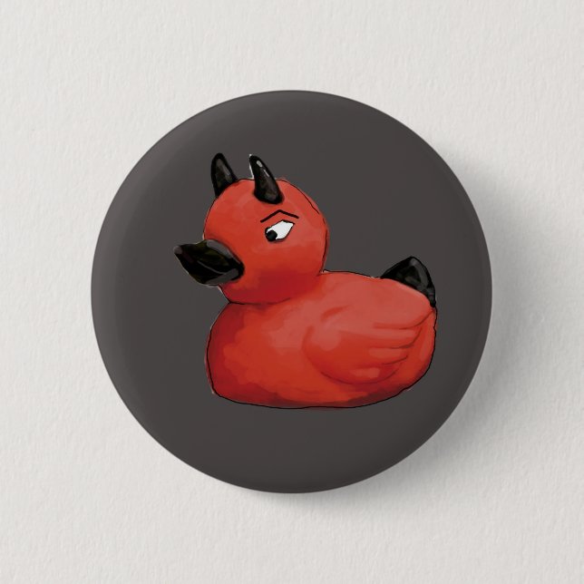Grauer Teufel-Enten-Knopf Button (Vorderseite)