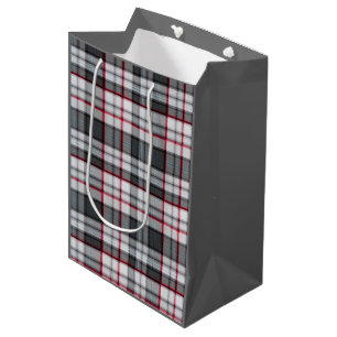 Grauer texturierter Tartan-Karostoff Mittlere Geschenktüte