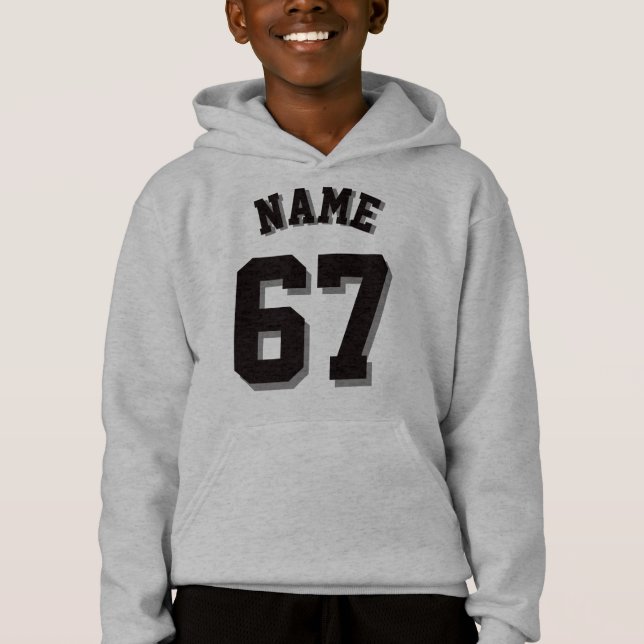 Grauer u. schwarzer Sport Jersey der Kind| Hoodie (Vorderseite)