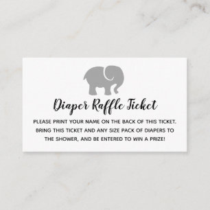 Grauer u. weißer Elefant-Windelraffle-Karte Begleitkarte