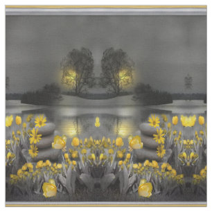 Grauer und gelber Hintergrund der Blume Stoff