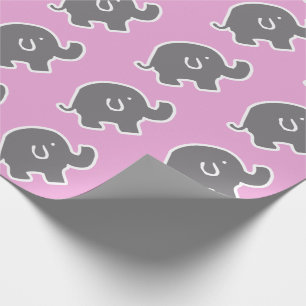 Grauer und rosa Elefant-Babyparty-Packpapier Geschenkpapier