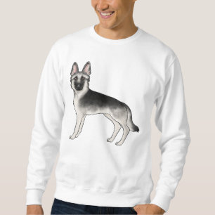 Grauer und schwarzer deutscher Schäferhund Cartoon Sweatshirt