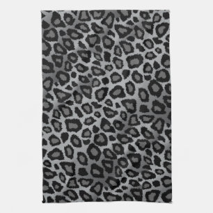 Grauer und schwarzer Leopard-Tierdruck Handtuch