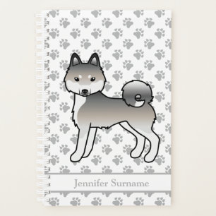 Grauer und weißer Alaskan Klee Kai Cartoon Dog Planer