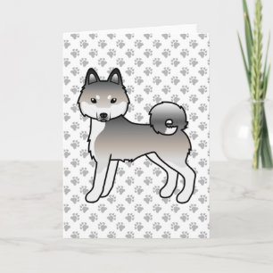 Grauer und weißer Alaskan Klee Kai Niedlich Cartoo Karte