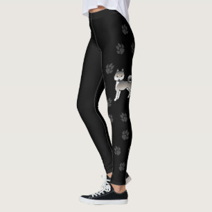 Grauer und weißer Alaskan Klee Kai süßer Hund & Pf Leggings