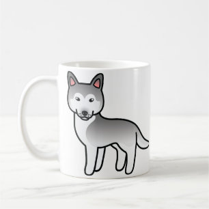 Grauer und weißer Cartoon Sibirischer Husky-Hund Kaffeetasse