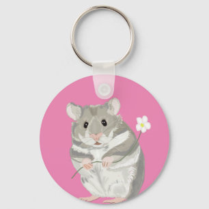 Grauer und weißer Hamster Schlüsselanhänger