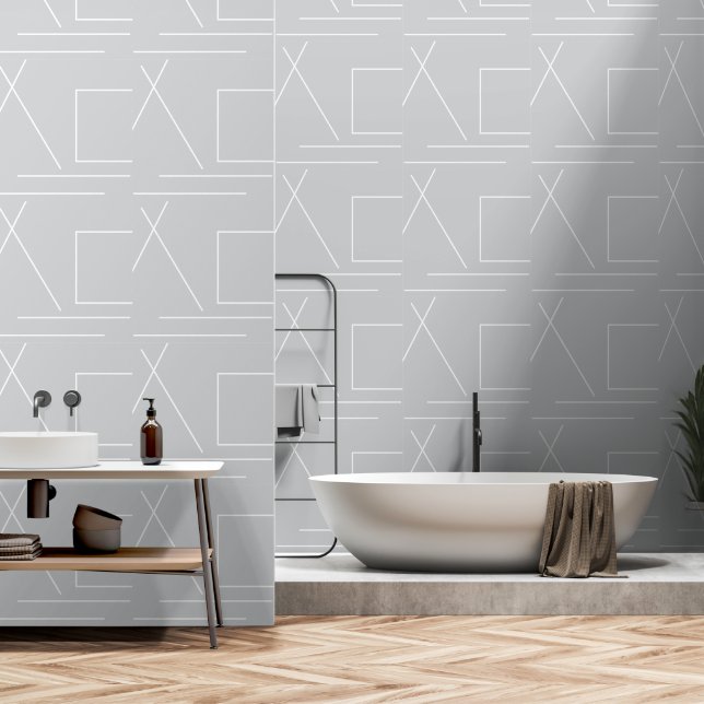 Grauer und weißer moderner Chic Minimalistisch Tapete (Badezimmer)