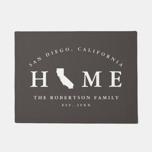 Grauer und weißer Staat von California Map Mat, Fußmatte (Vorderseite)