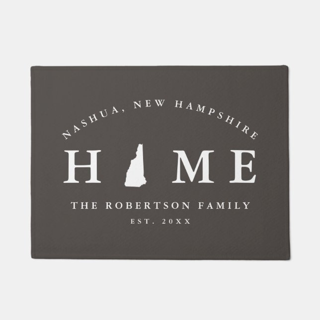 Grauer und weißer Staat von New Hampshire Map Mat, Fußmatte (Vorderseite)