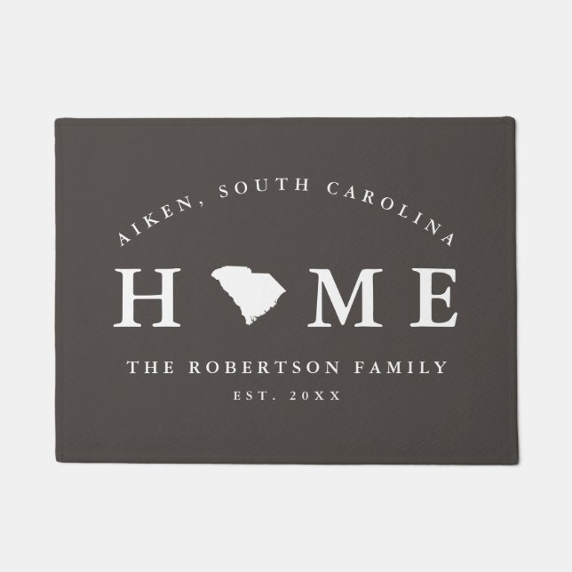 Grauer und weißer Staat von South Carolina Map Mat Fußmatte (Vorderseite)