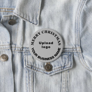 Grauer Weihnachten Geschäft Runder Knopf Button