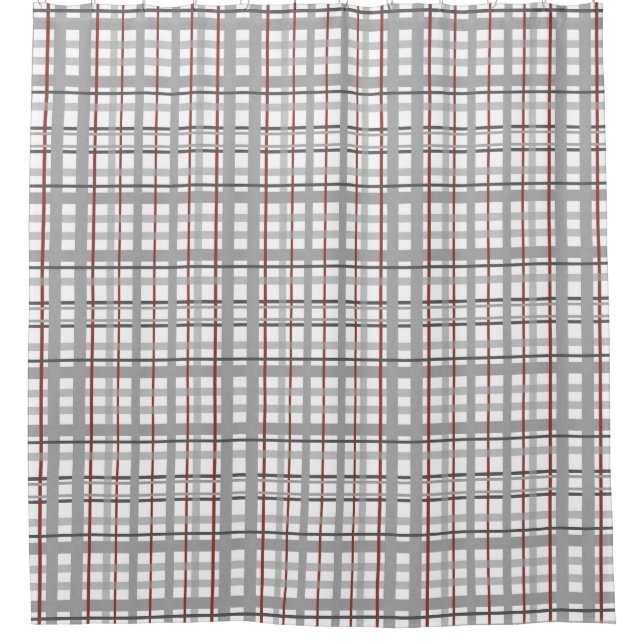 Grauer weißer karierter Checkered Duschvorhang (Vorderseite)