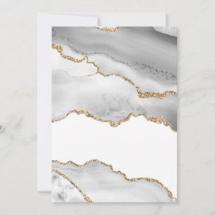 Grauer weißer Marmor Agate Raffinierter Goldener G Dankeskarte
