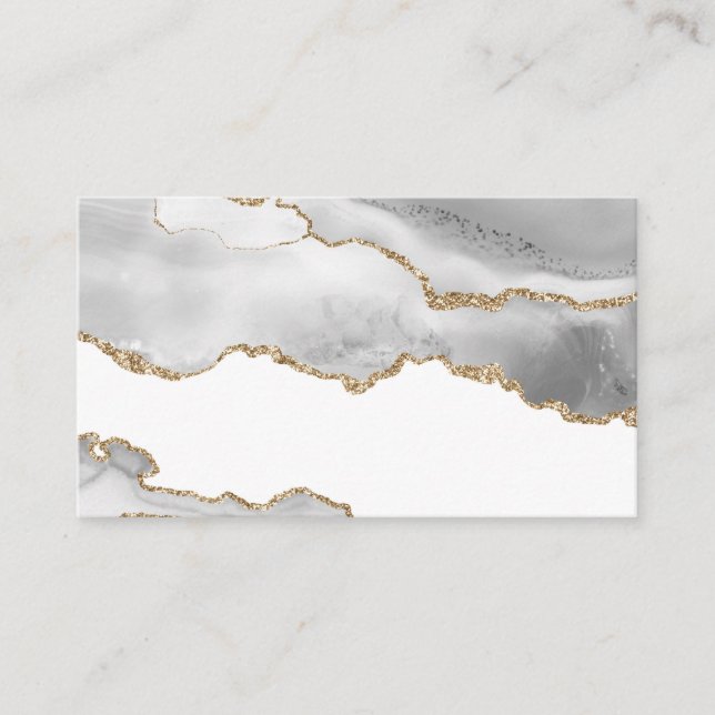 Grauer weißer Marmor Agate Raffinierter Goldener G Visitenkarte (Vorderseite)