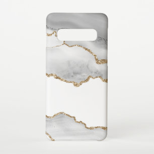 Grauer weißer Marmor Agate Raffinierter Goldener  Samsung Galaxy S10 Hülle