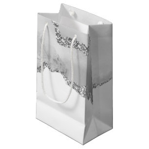 Grauer weißer Marmor Agate Simple Silver Glitzer Kleine Geschenktüte
