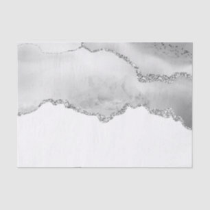 Grauer weißer Marmor Agate Simple Silver Glitzer Seidenpapier