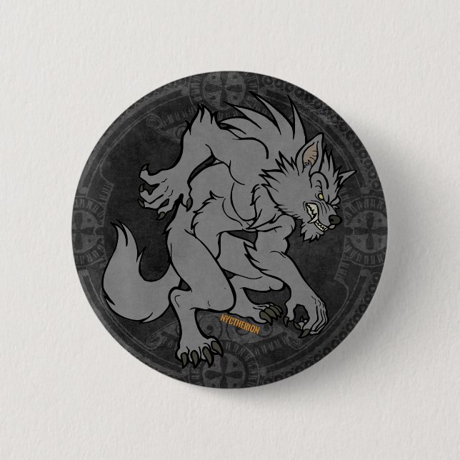 Grauer Werewolf Button (Vorderseite)