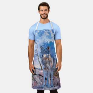 Grauer Wolf ANTWORTET DEN ANRUF Schürze