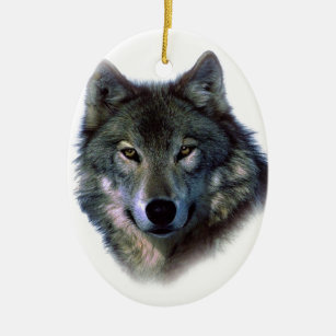 Grauer Wolf-Augen Keramikornament