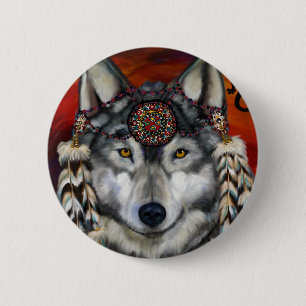 Grauer Wolf Button