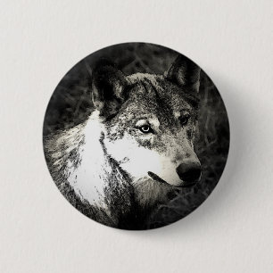 Grauer Wolf Button
