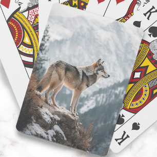 Grauer Wolf Foto Berge Schnee Spielkarten