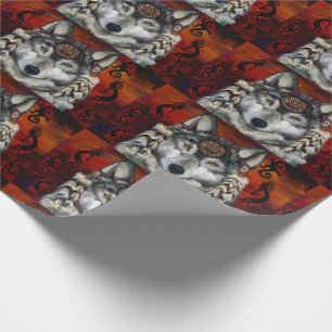 GRAUER WOLF GESCHENKPAPIER
