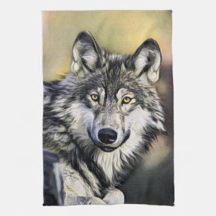 Grauer Wolf Geschirrtuch