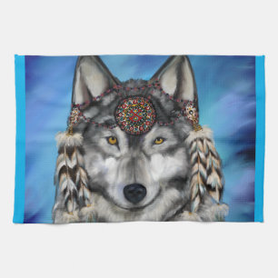 Grauer Wolf Geschirrtuch
