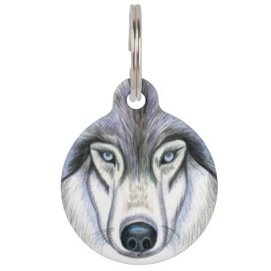 Grauer Wolf-Haustier Identifikations-Umbau Haustiermarke