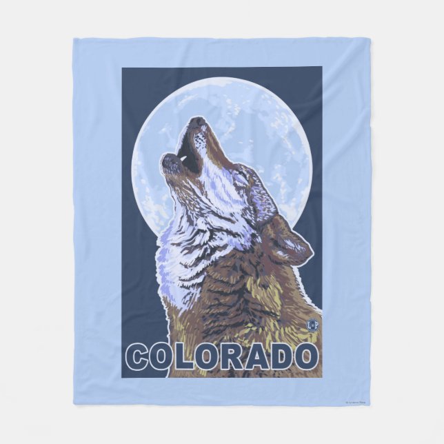 Grauer Wolf HowlingColorado Fleecedecke (Vorderseite)
