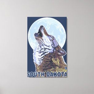 Grauer Wolf HowlingSouth Dakota Leinwanddruck