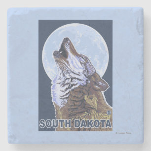 Grauer Wolf HowlingSouth Dakota Steinuntersetzer