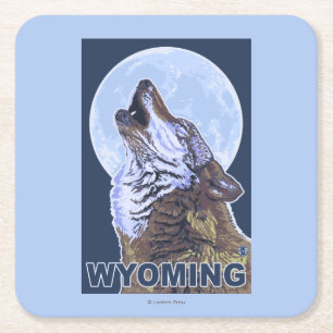 Grauer Wolf HowlingWyoming Rechteckiger Pappuntersetzer