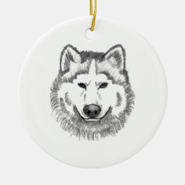Grauer Wolf-Illustration Keramik Ornament