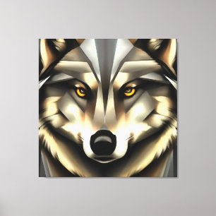 Grauer Wolf im Stil geometrischer Kunst Leinwanddruck