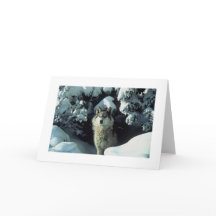 Grauer Wolf in der Schnee-Foto-Karte
