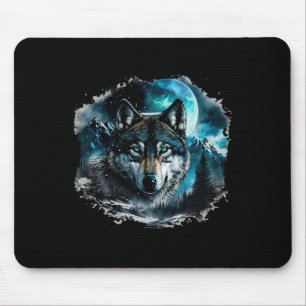 Grauer Wolf Jagdgebiet Icy Moon Forest Galaxy Mousepad
