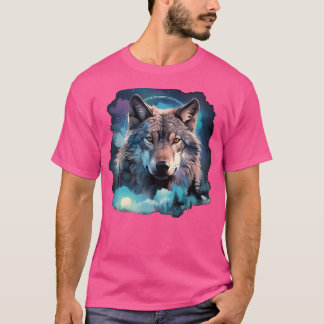 Grauer Wolf Jagdgründe Icy Moon Forest Galaxy T-Shirt