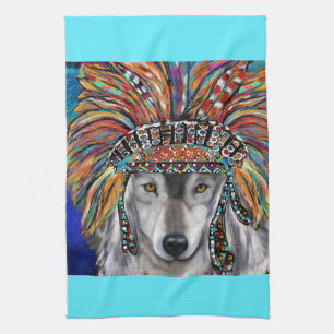 Grauer Wolf Kunst Geschirrtuch