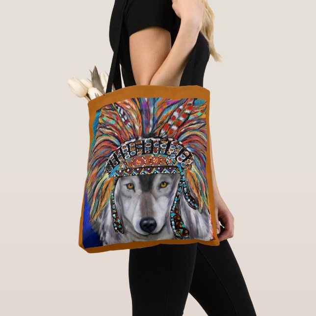 Grauer Wolf Kunst Tasche (Von Nahem)