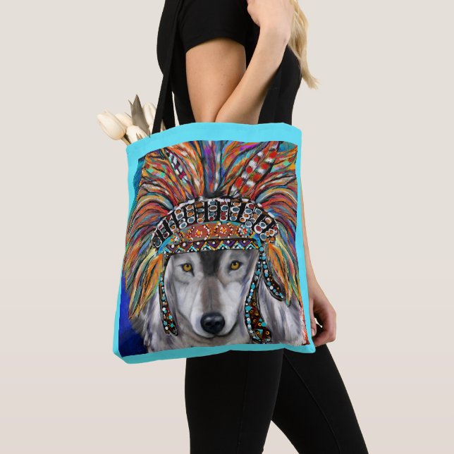 Grauer Wolf Kunst Tasche (Von Nahem)